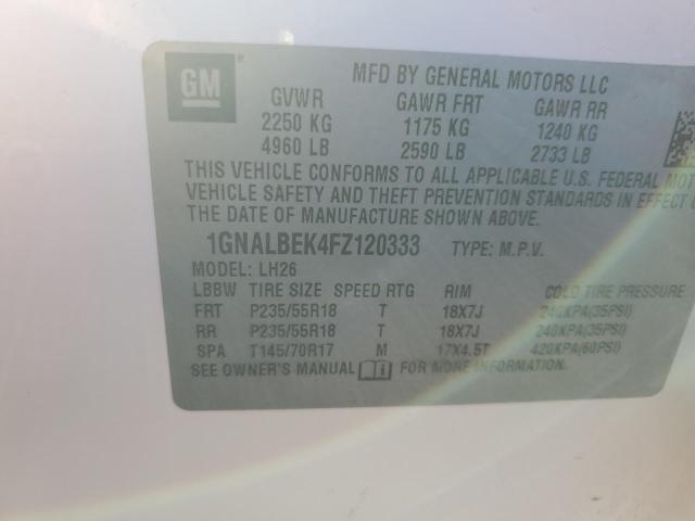 1GNALBEK4FZ120333 | 2015 CHEVROLET EQUINOX LT