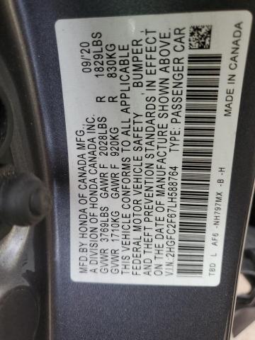 2020 HONDA CIVIC LX 2HGFC2F67LH588764