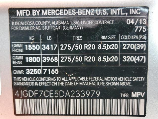 VIN 4JGDF7CE5DA233979 2013 Mercedes-Benz GL-Class, ... no.14