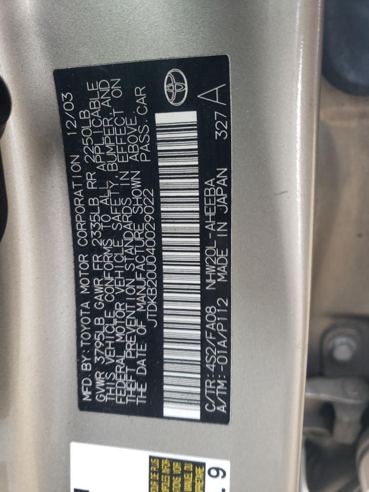 JTDKB20U040029022 2004 Toyota Prius