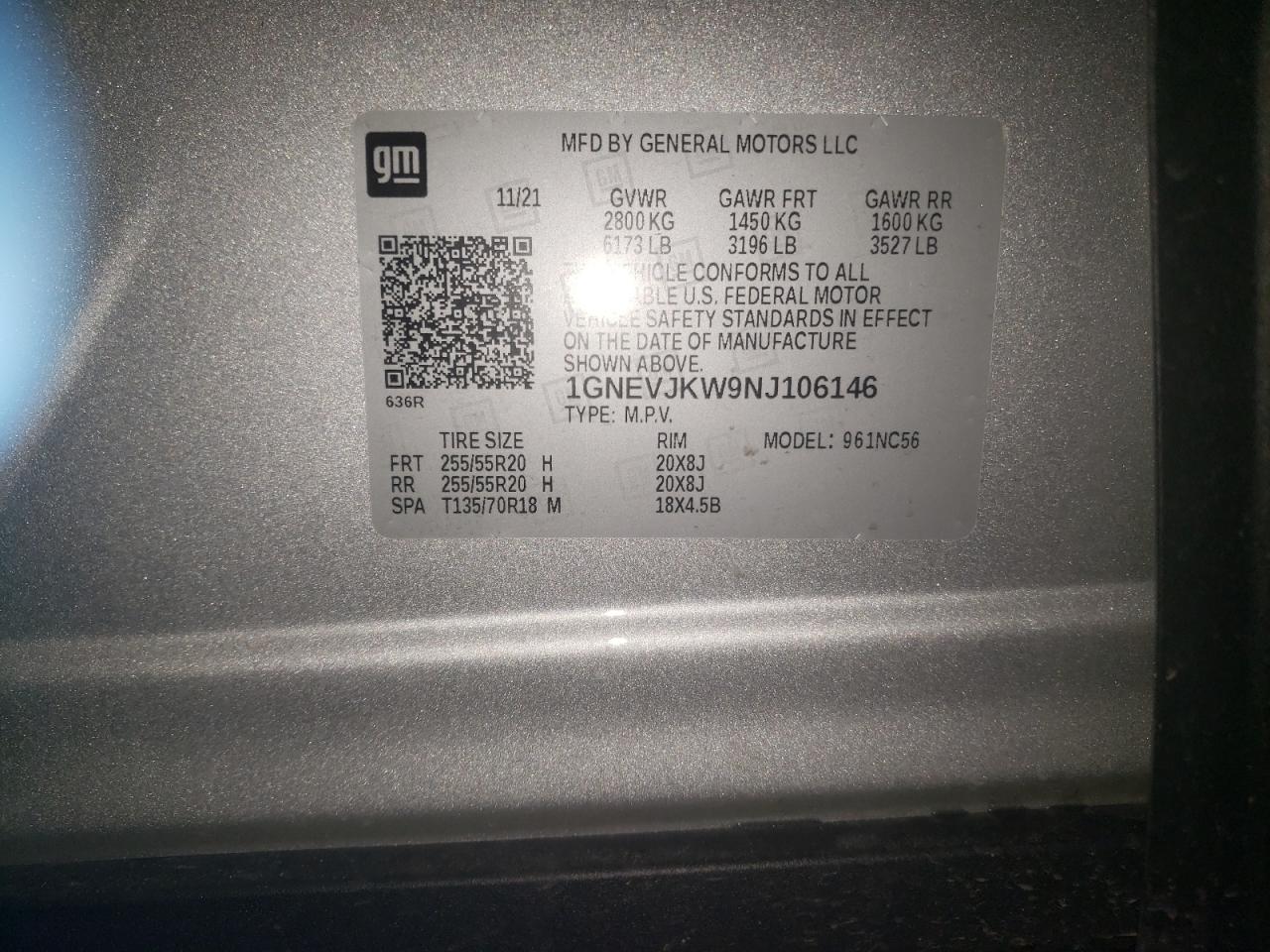 1GNEVJKW9NJ106146 2022 Chevrolet Traverse Rs