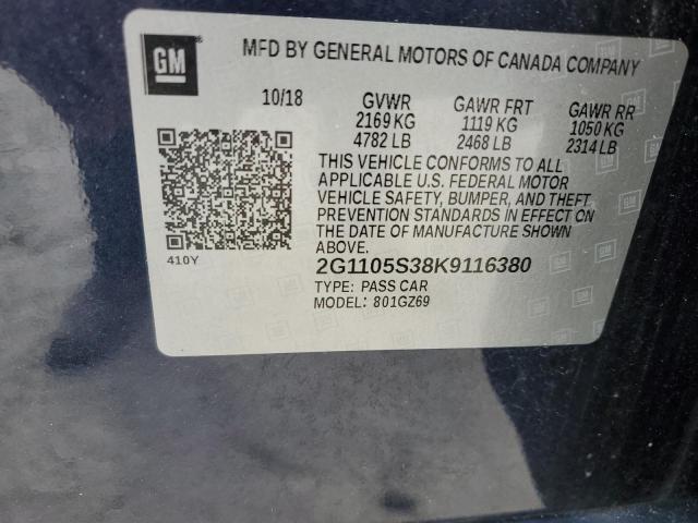 2G1105S38K9116380 | 2019 CHEVROLET IMPALA PRE