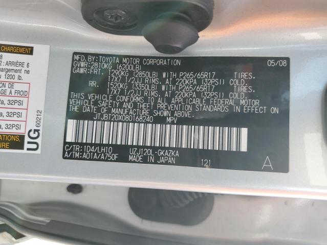 JTJBT20X080168240 2008 Lexus Gx 470