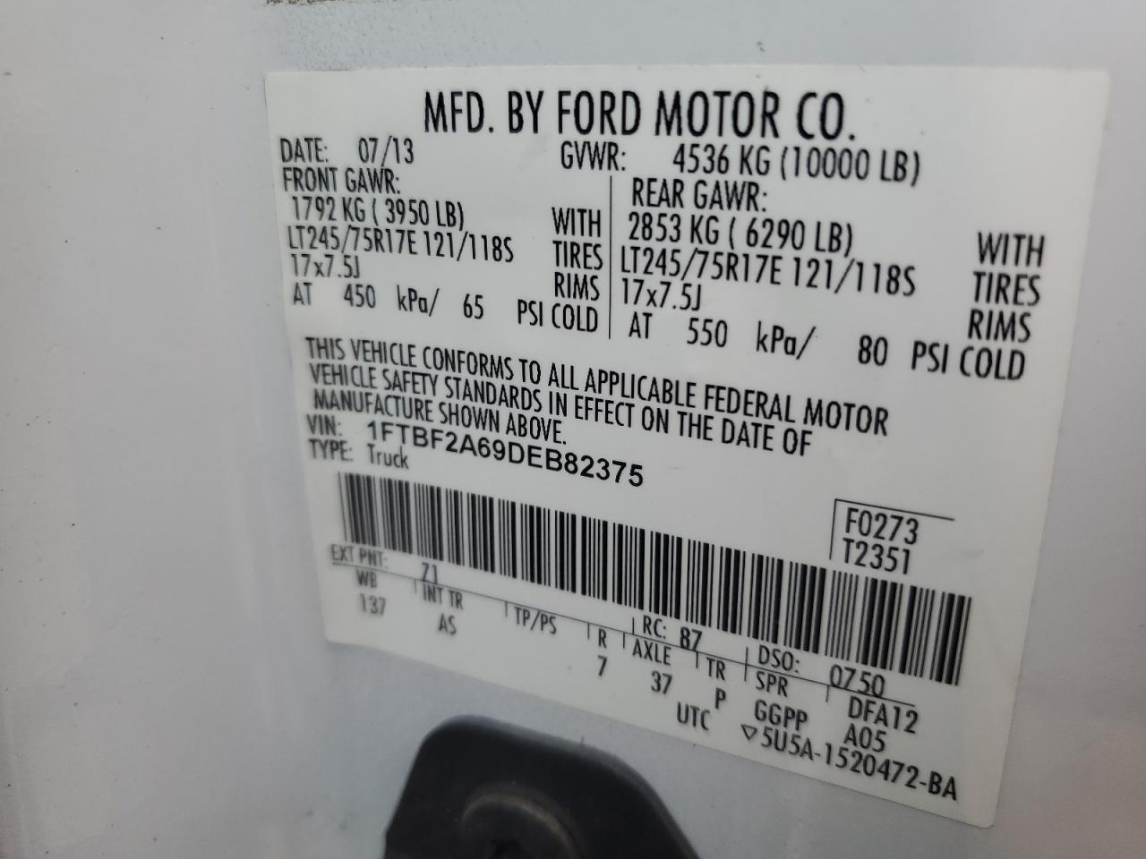 1FTBF2A69DEB82375 2013 Ford F250 Super Duty