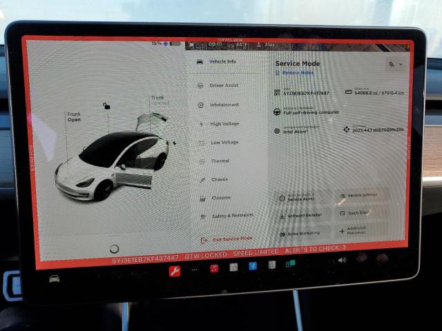 5YJ3E1EB7KF437447 | 2019 TESLA MODEL 3