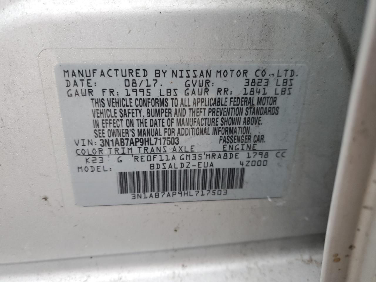 Lot #3021126203 2017 NISSAN SENTRA S