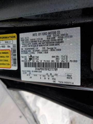 2015 FORD FUSION SE 3FA6P0H78FR277789