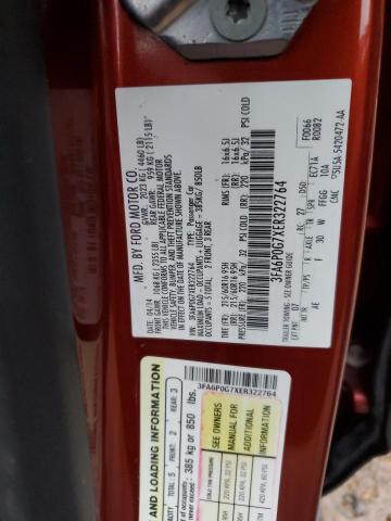 2014 Ford Fusion S VIN: 3FA6P0G7XER322764 Lot: 43414934