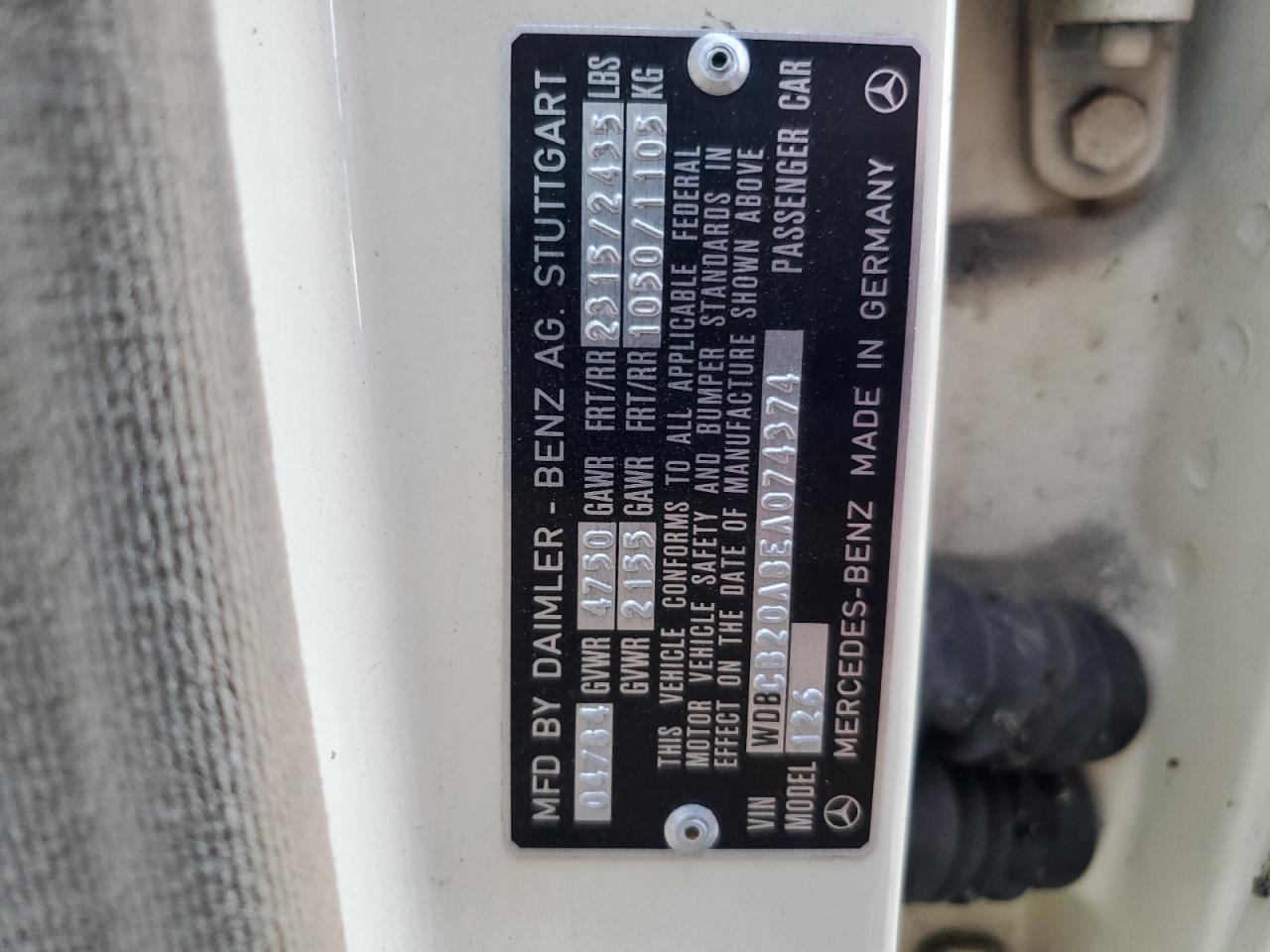 wdbcb20a8ea074374 WDBCB20A8EA074374 1984 Mercedes-Benz 300 Sd