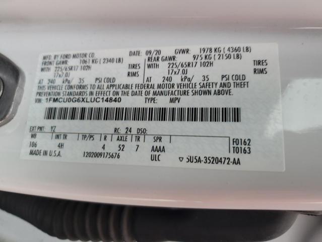 1FMCU0G6XLUC14840 | 2020 FORD ESCAPE SE