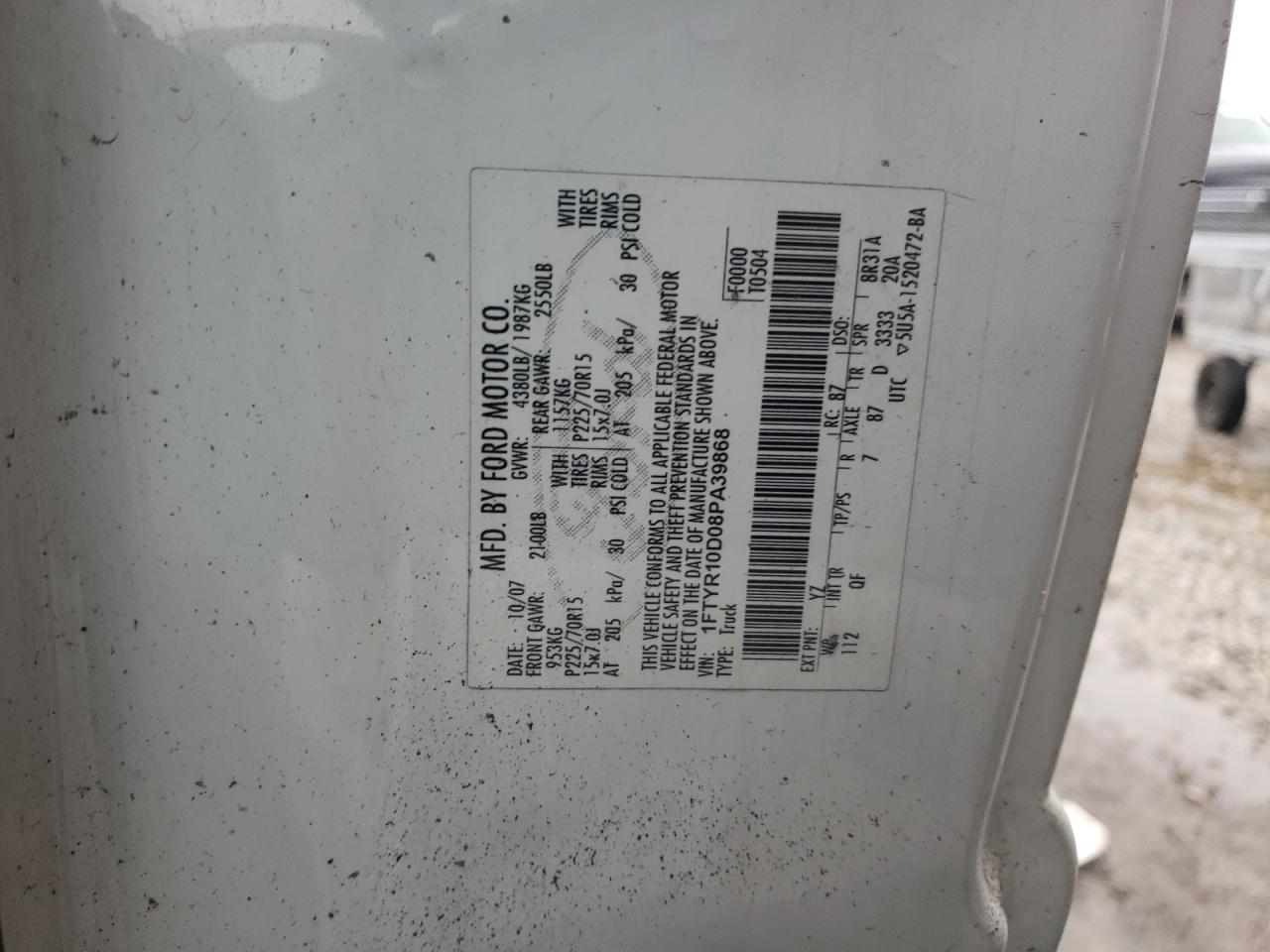 1FTYR10D08PA39868 2008 Ford Ranger