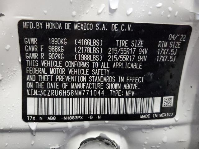 2022 HONDA HRV 3CZRU6H58NM771044
