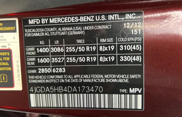 4JGDA5HB4DA173470 2013 Mercedes-Benz Ml 350 4Matic