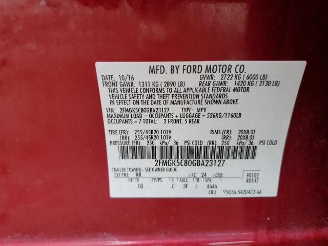 2FMGK5C80GBA23127 | 2016 FORD FLEX SEL