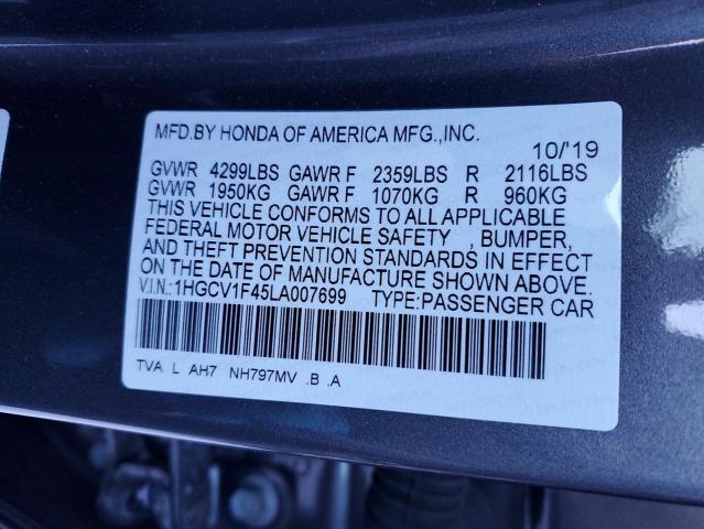 1HGCV1F45LA007699 | 2020 HONDA ACCORD EX