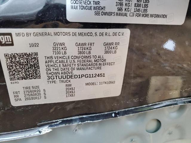 3GTUUDED1PG112451 | 2023 GMC SIERRA K15