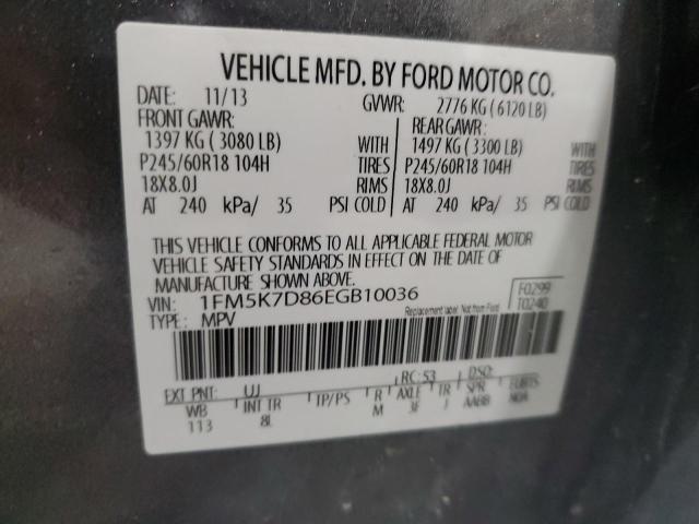 2014 Ford Explorer Xlt VIN: 1FM5K7D86EGB10036 Lot: 40426534