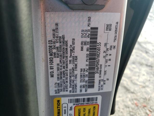 2017 FORD FUSION SE 3FA6P0HD7HR250155