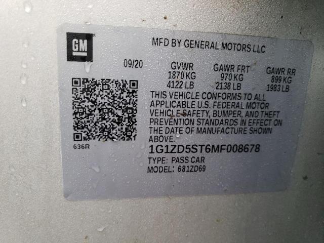 2021 CHEVROLET MALIBU LT - 1G1ZD5ST6MF008678