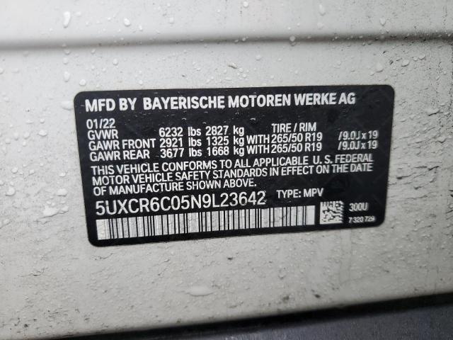 5UXCR6C05N9L23642 2022 BMW X5, photo no. 12