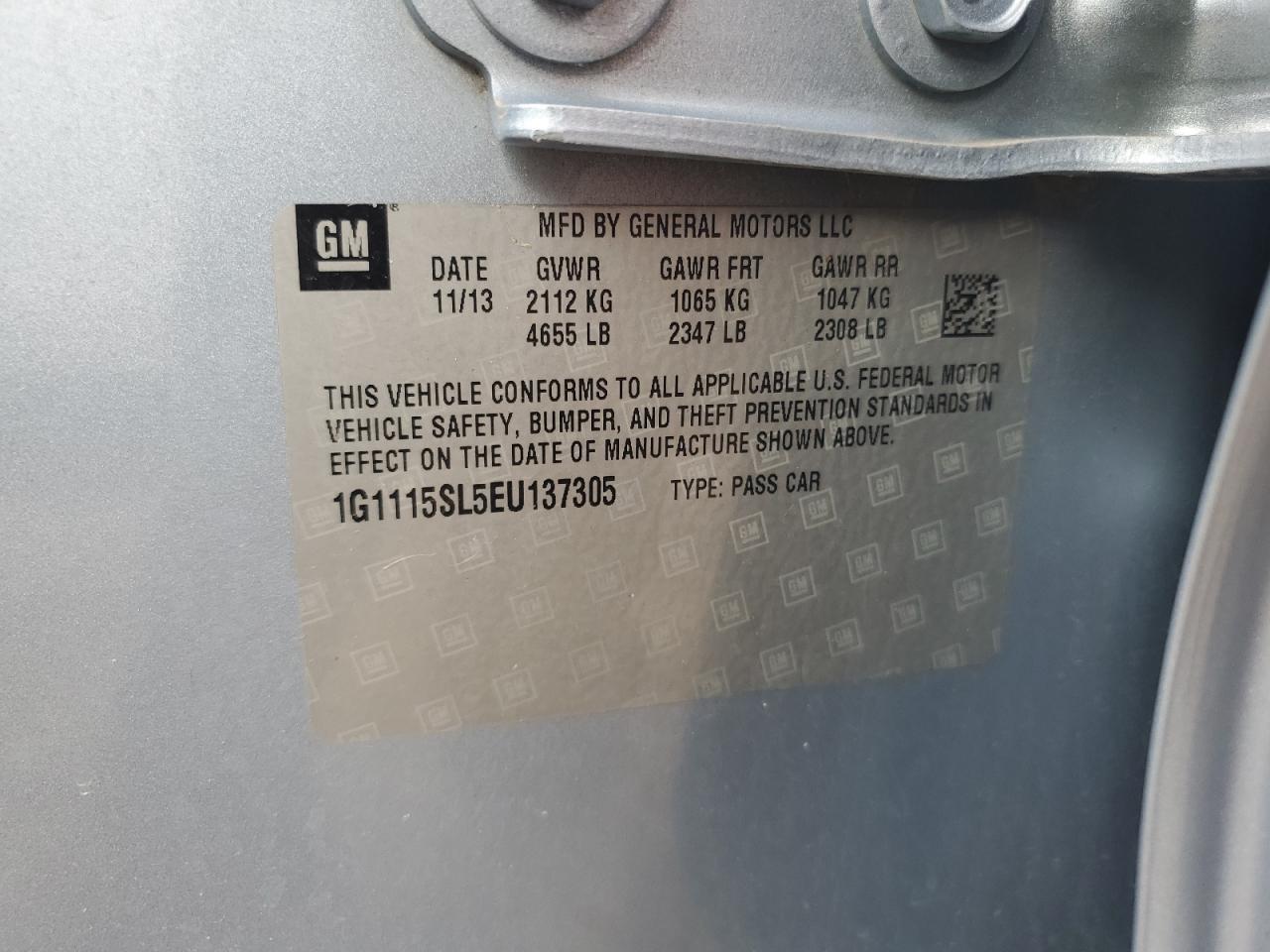 1G1115SL5EU137305 2014 Chevrolet Impala Lt