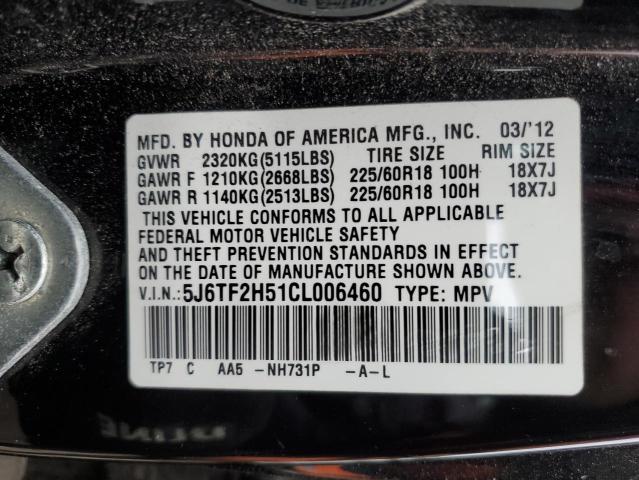 2012 Honda Crosstour Exl VIN: 5J6TF2H51CL006460 Lot: 39164354