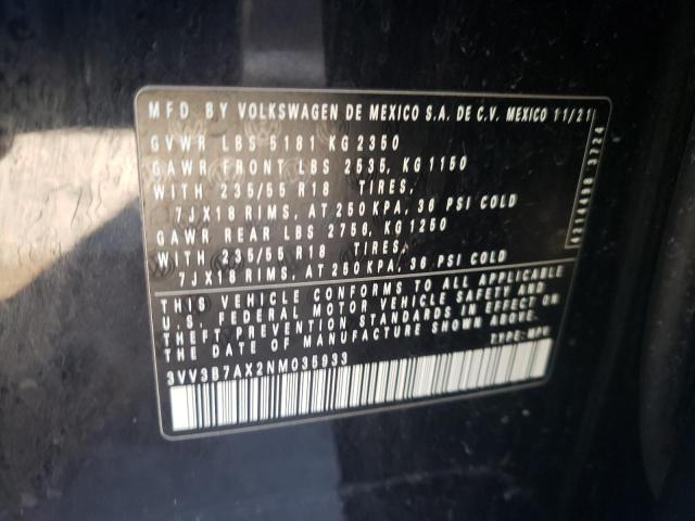 3VV3B7AX2NM035933 | 2022 VOLKSWAGEN TIGUAN SE