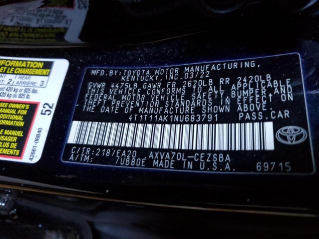 4T1T11AK1NU683791 | 2022 TOYOTA CAMRY SE