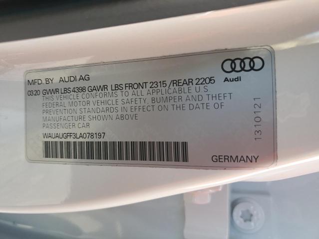 WAUAUGFF3LA078197 | 2020 AUDI A3 PREMIUM