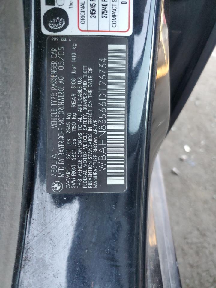 wbahn83566dt26734 WBAHN83566DT26734 2006 BMW 750 Li