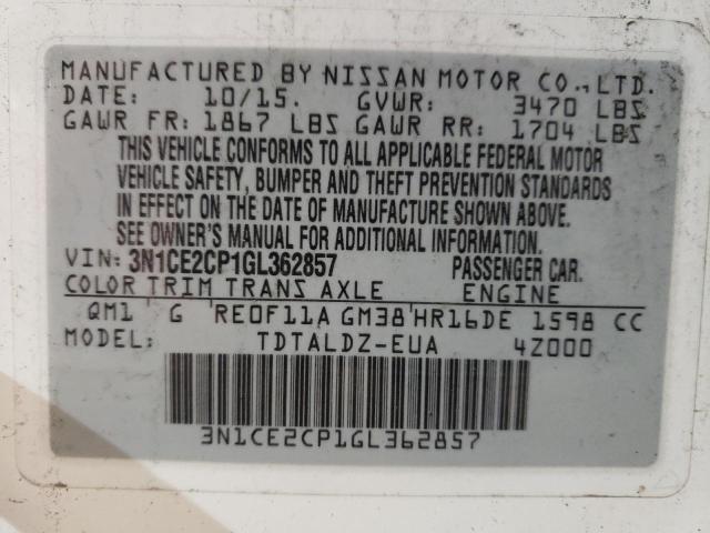 3N1CE2CP1GL362857 | 2016 NISSAN VERSA NOTE