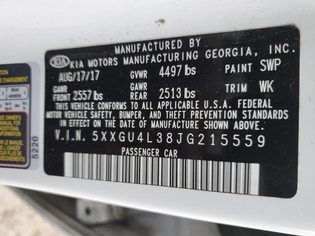 5XXGU4L38JG215559 | 2018 KIA OPTIMA EX