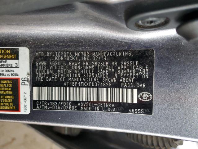 4T1BF1FKXEU374925 | 2014 TOYOTA CAMRY L