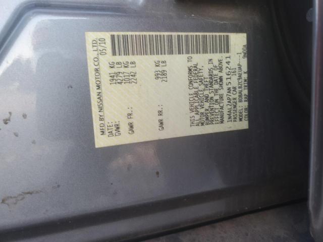 2010 Nissan Altima Base VIN: 1N4AL2AP7AN516241 Lot: 37309824