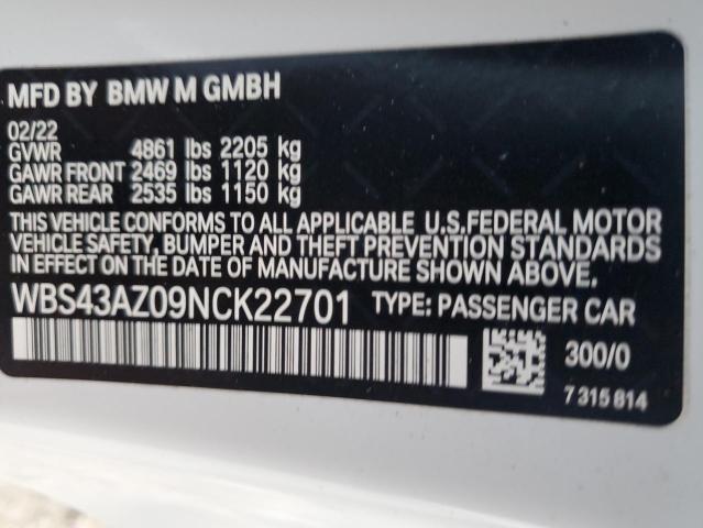 2022 BMW M4 COMPETI - WBS43AZ09NCK22701