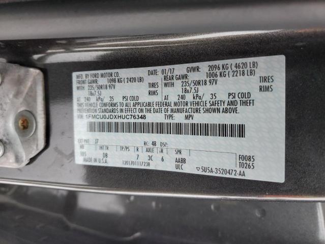 1FMCU0JDXHUC76348 2017 FORD ESCAPE, photo no. 12