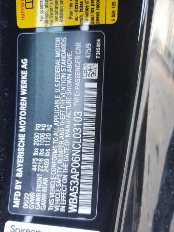 2022 BMW 430I WBA53AP06NCL03103