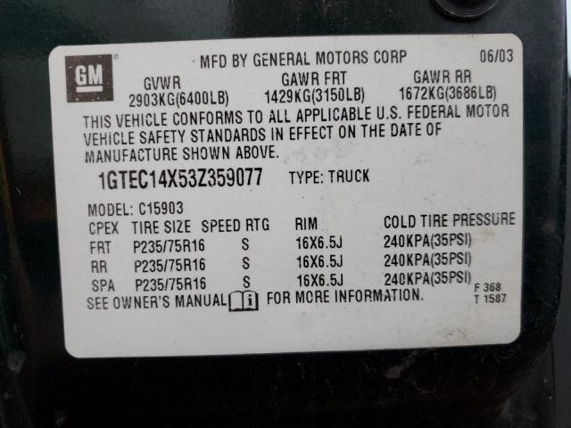 2003 GMC New Sierra C1500 VIN: 1GTEC14X53Z359077 Lot: 37011044