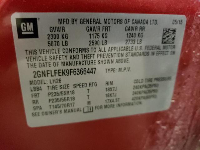 2GNFLFEK9F6366447 | 2015 CHEVROLET EQUINOX LT