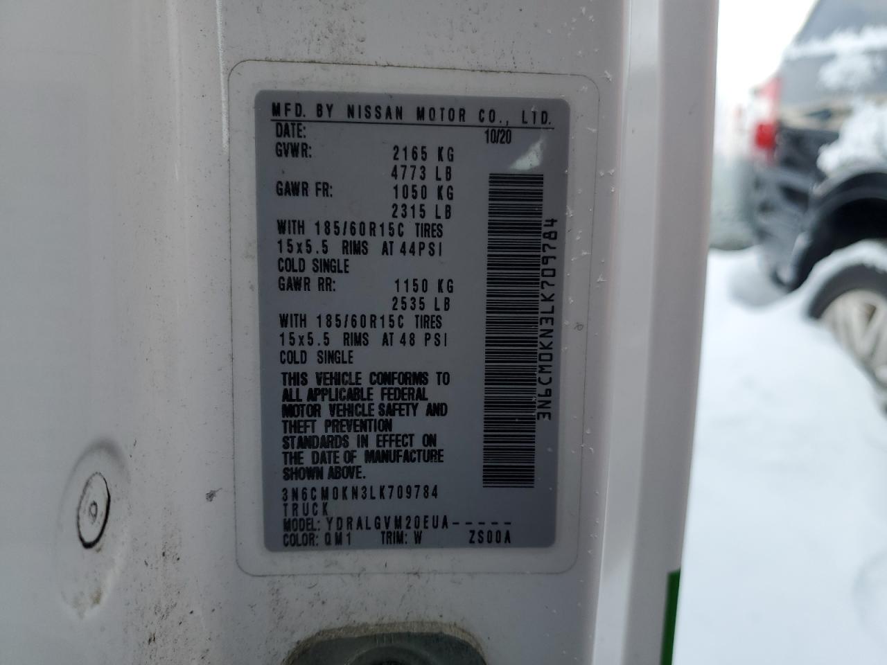 VIN: 3N6CM0KN3LK709784 2020 NISSAN NV