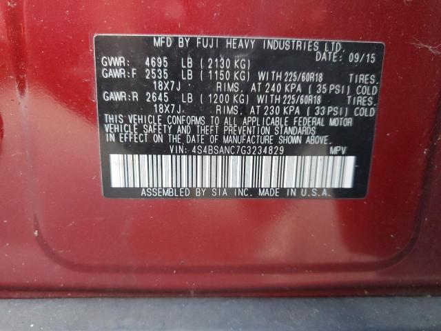 VIN 4S4BSANC7G3234829 2016 SUBARU LEGACY no.12