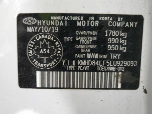 2020 Hyundai Elantra Sel VIN: KMHD84LF5LU929093 Lot: 39044714