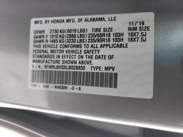 5FNRL6H5XLB028850 | 2020 HONDA ODYSSEY EX