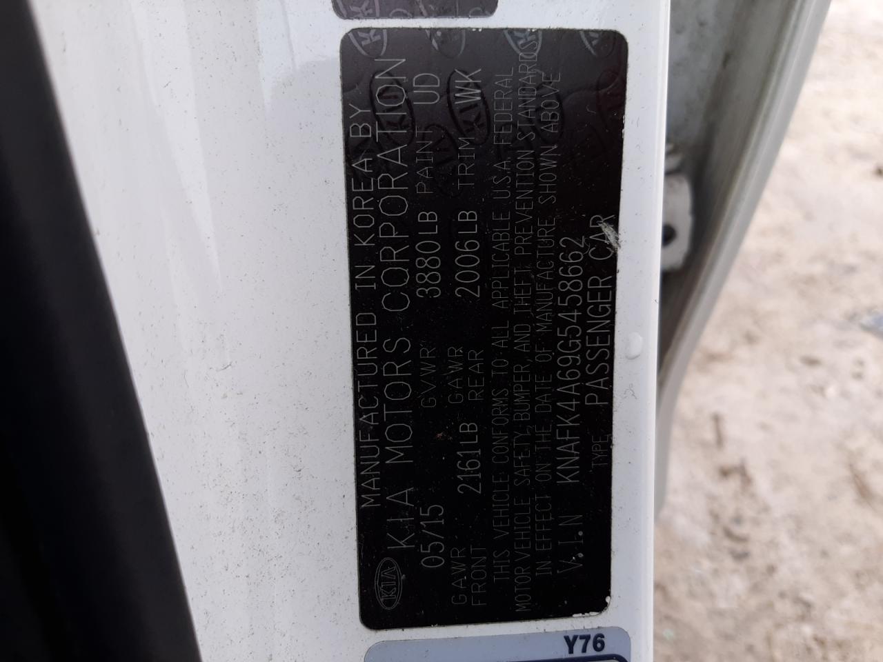 KNAFK4A69G5458662 2016 Kia Forte Lx