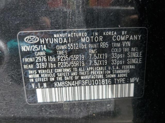 KM8SN4HF3FU101816 | 2015 HYUNDAI SANTA FE G