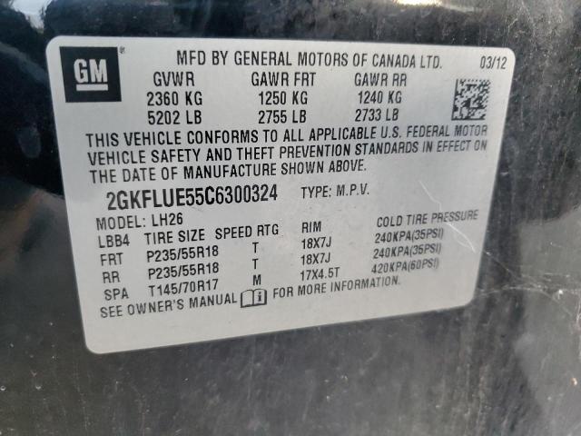 2012 GMC Terrain Slt VIN: 2GKFLUE55C6300324 Lot: 36859594