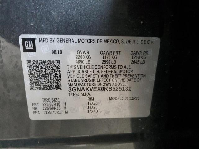 3GNAXVEX0KS525131 | 2019 CHEVROLET EQUINOX LT