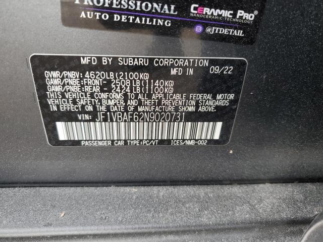2022 SUBARU WRX PREMIU JF1VBAF62N9020731