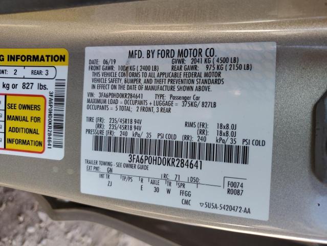 3FA6P0HD0KR284641 | 2019 FORD FUSION SE