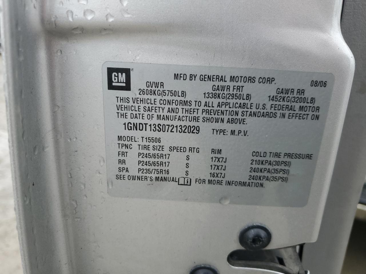 1GNDT13S072132029 2007 Chevrolet Trailblazer Ls